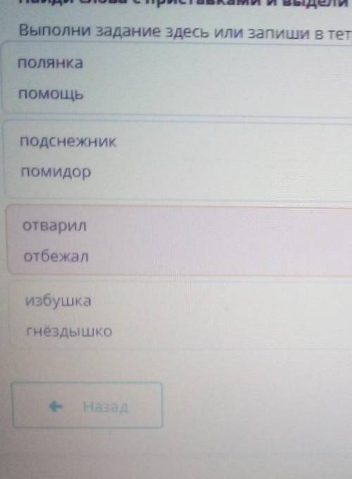 Найди слова с приставками и выдили их​
