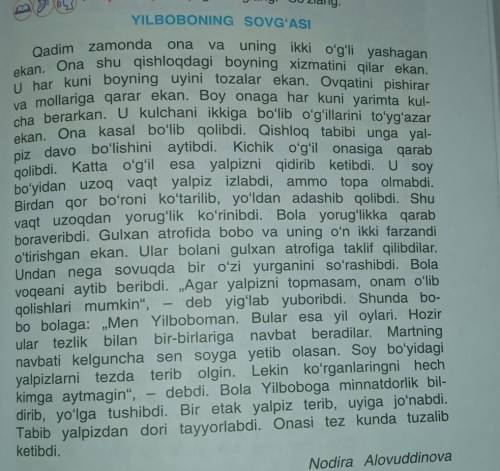 Yilboboning sovğasi ertagini oqib mazmunini yozing​