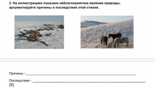 На иллюстрациях показано неблагоприятное явление природы, аргументируйте причины и последствия этой