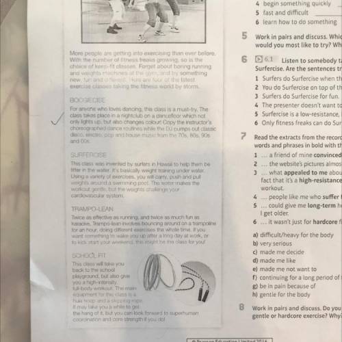 с английским Read the rest of the article. Which exercise class 1 was created to improve fitness for