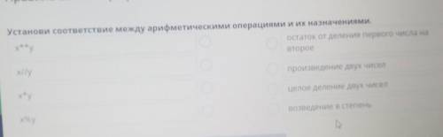 X Правила записи арифметических выражений. Урок 1Установи соответствие между арифметическими операци