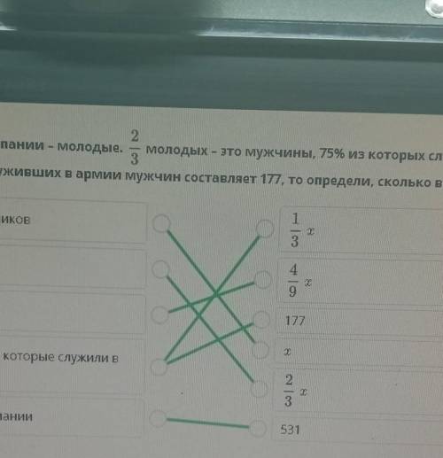 2 2сотрудников компании - молодые. молодых - это мужчины, 75% из которых служили в армии.33Если коли