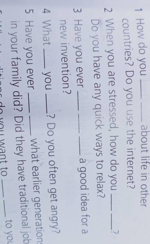 complete the questions with the correct form of the phrases in blue in the text. Then ask and answer