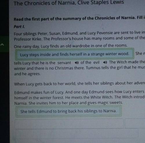 The Chronicles of Narnia, Clive Staples Lewis Read the first part of the summary of the Chronicles o