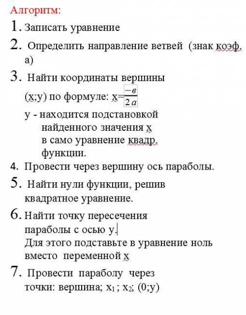 Постройте график и опишите свойства функции f(x)=2x²-3x+7 (свойства описывать не надо)