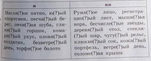 Прочитайте слова в таблице. Правильно ли их расположе- ние в соответствии с написанием ни нн в суффи