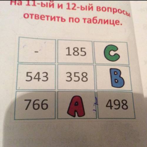 Как найти значение С ? А) 766-185= В) 766-498= С) 543+185= на фоте правила