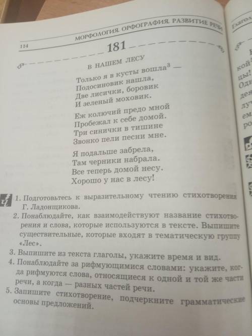 181 упр 6 класс в нашем лесу только я в кусты вошла