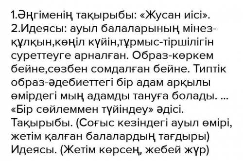 «Жусан иісі» идеясы мен тақырыбы. ​