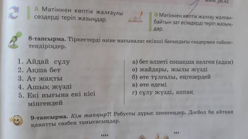 8- тапсырма Тіркестерді өзіне мағыналыс екінші бағындағы сөздермен сәйкестендіріндер