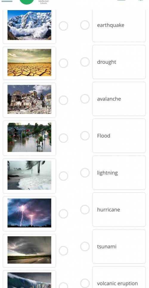 Match the natural phenomena to the picture​