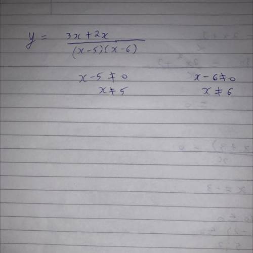 Нужна Какие значения х не принадлежит к области определения функции? y=3x+2x ? X-5 x-6