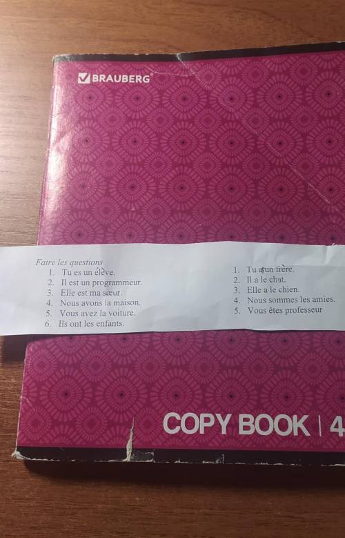 Faire les questions1. Tu es un élève. и тд ​
