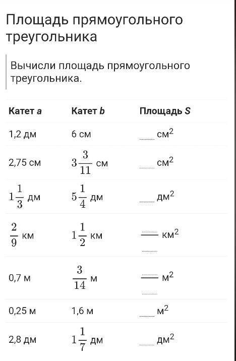 Вычисли площадь прямого треугольника​