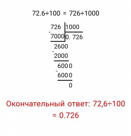 72,6 разделить на 100 столбиком !
