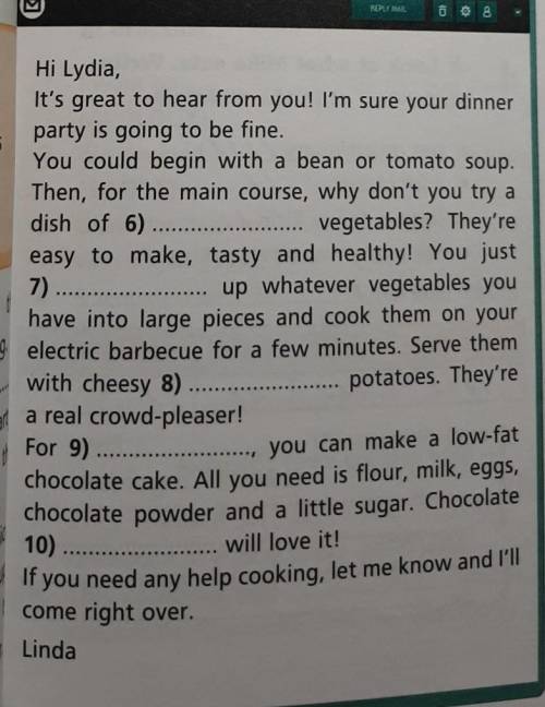 Complete the emails with: recipes, chop, grilled, roast, spicy, oily, starter, fans, dessert, mashed
