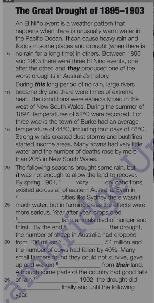 Read the text again. What do the wordsin bold in the text refer to?1 It (line 3);an El Niño event2 t