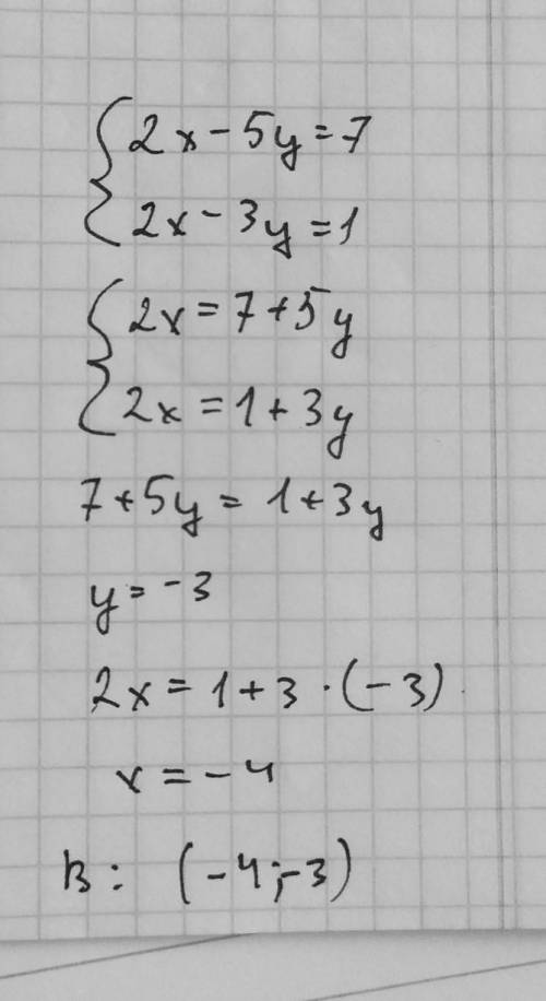 {2х - 5y=-7{2x-3y=1 додавання. до іть будь ласка дуже потрібно ​