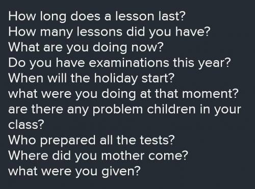 мне решить упро́жнение Write questions to which the following sentences are answers. 1. A lesson las