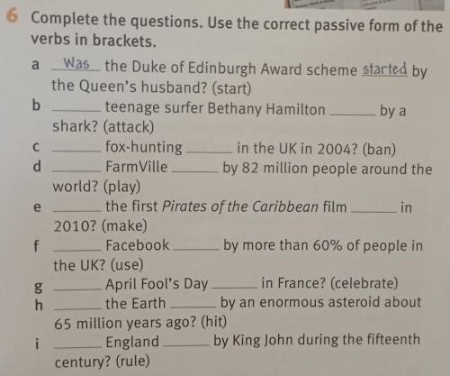 Using the chart in attachment, do the exercise.Ex. 6. Pg. 95. S.B.​