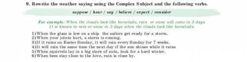 Rewrite the weather saying using the Complex Subject and the following verbs. suppose / hear / say /