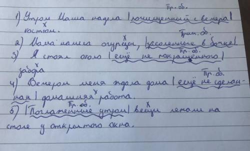 Составить 3-5 предложений с причастными оборотами, подчеркнуть причастный как член предложения