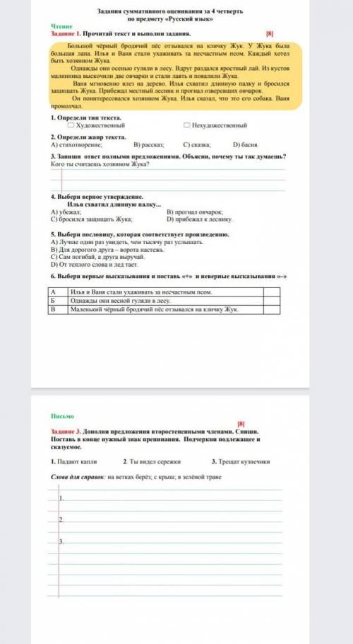 я не могу сделать соч по русскому не могу всё надо ​