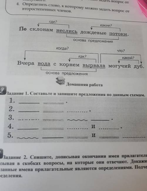 Задание 1. Составьте и запишите предложения по данным схемам.​