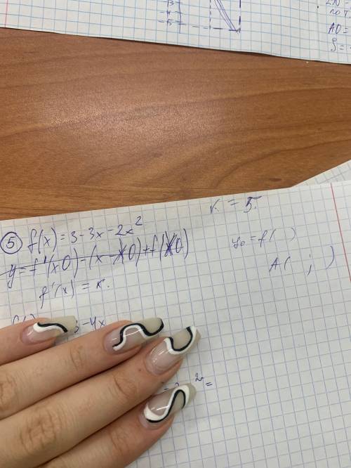Дана функция f(x)=3-3x-2x^2 найти координаты точки графика этой функции,в которой угловой коэффициен
