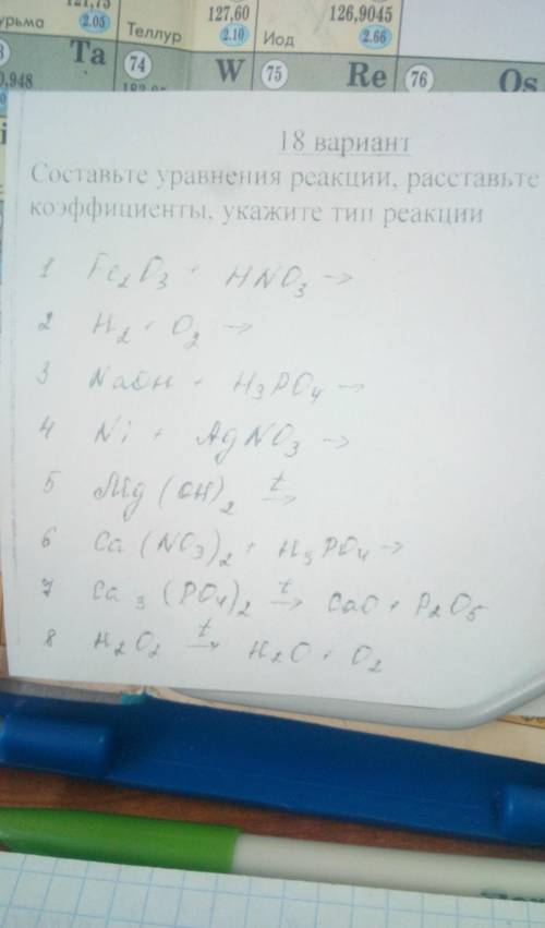 Составьте уравнение реакций Расставьте коэффициенты Укажите тип реакции