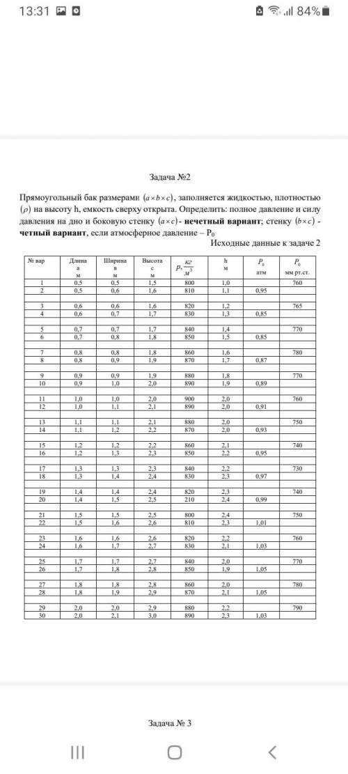 Задачи на законы гидростатики13 вариант