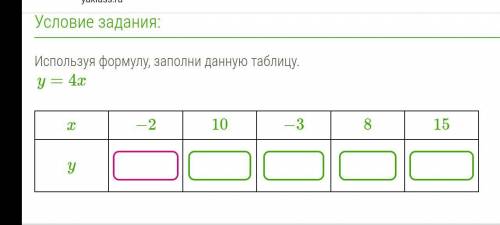 Используя формулу, заполни данную таблицу