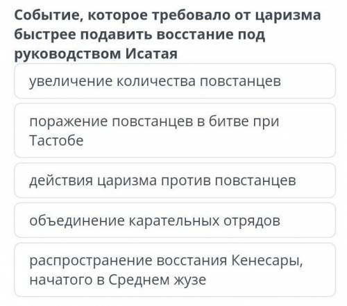 Событие, которое требовало от царизма быстрее подавить восстание под руководством Исатая Там есть от