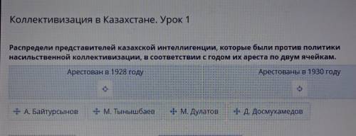 Распредели представителей казахской интеллигенции, которые были против политики насильственной колле