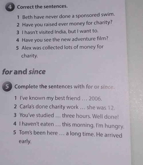 Correct the sentences. 1 Beth have never done a sponsored swim.2 Have you raised ever money for char