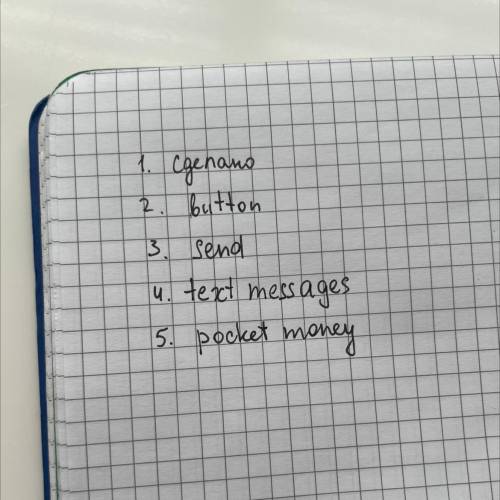 2. Fill the correct word: pocket money, send, text messages, button, electronic books. 1. My granny