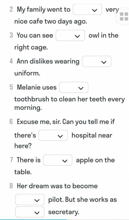 Choose the correct articles to complete the sentences a или an