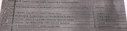 1. Рассказ Задание 3. Найти соответствие терминов с определениями 1.Словд или выражение, содержащее 