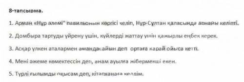 ЖАЗЫЛЫМ 8-тапсырма. Сызбаны пайдалана отырып, сөйлем құрап жаз. көргісі келіп, үйрену үшін, амандаса